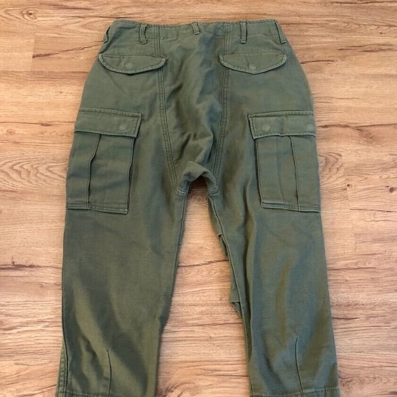 Nlst Army Drop Crotch Pants Green Womens Size 26 High Rise Crop Cargo Pockets - Picture 8 of 9